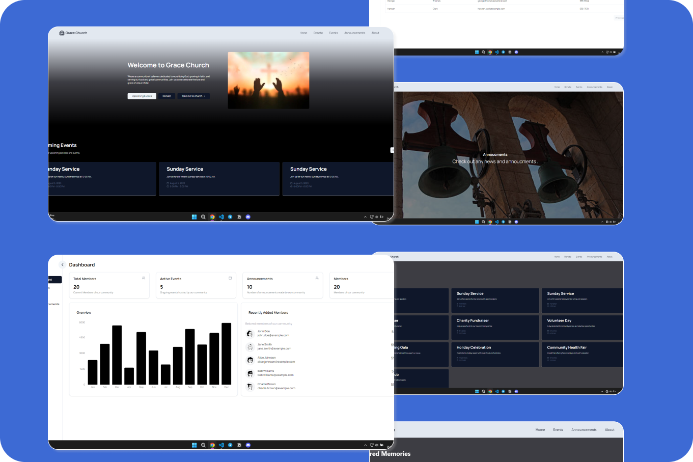 Grace Church - A website and a dashboard for a church